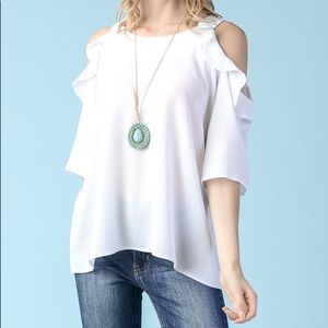 White Cold Shoulder Top